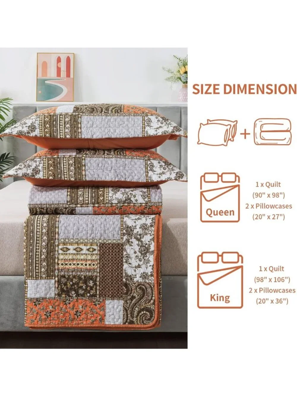 Cozy 100% Cotton California King Quilt - Soft Fall Bedspread for Stylish Home